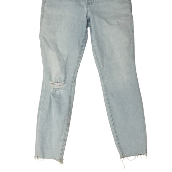 Good American Light Blue Cropped Jeans Denim Ankle Distressed Size 27 4 Stretchy - Picture 4 of 7